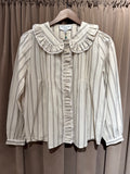 Blouse plissée rayures beige