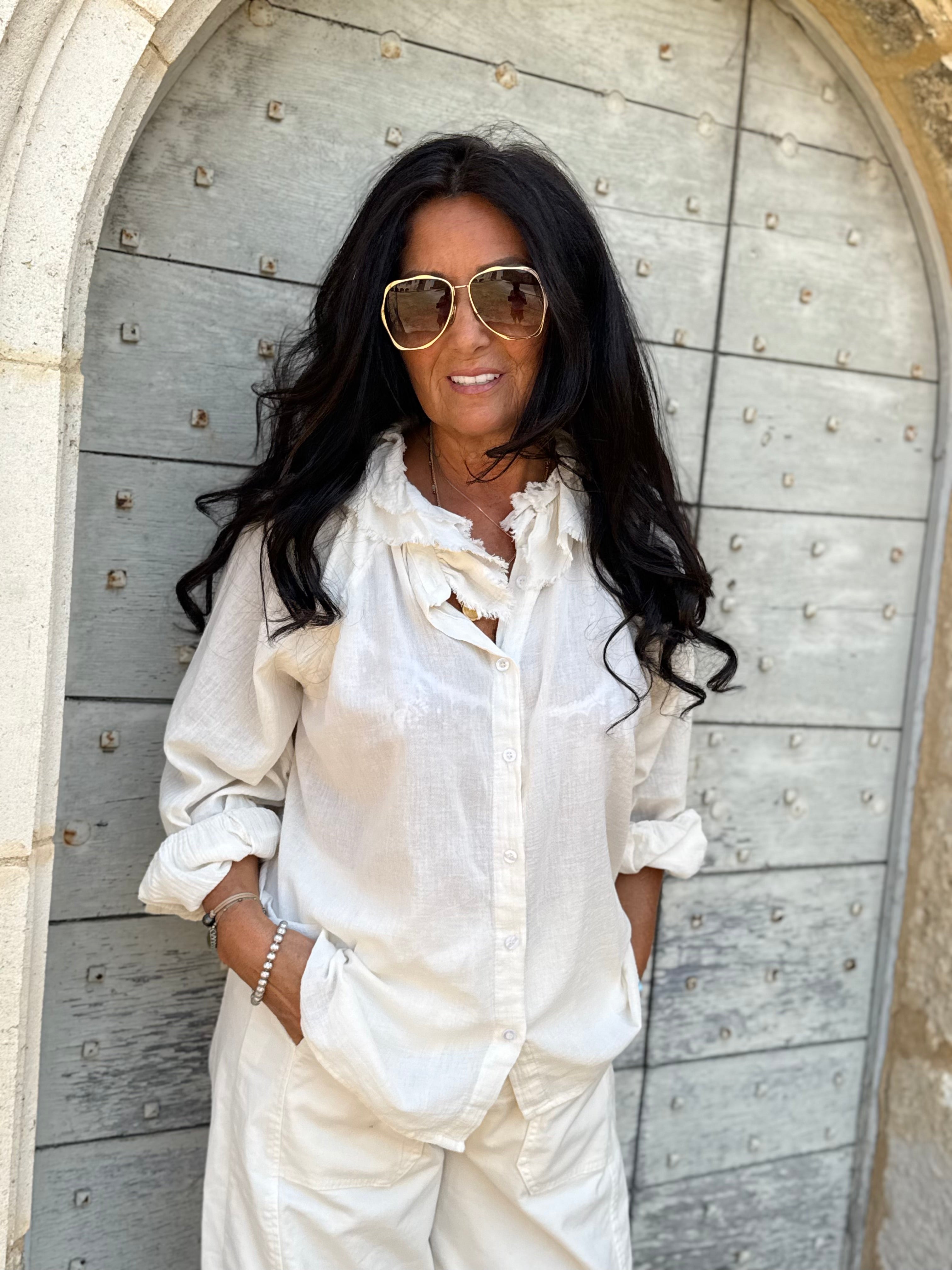 Chemise col froufrou