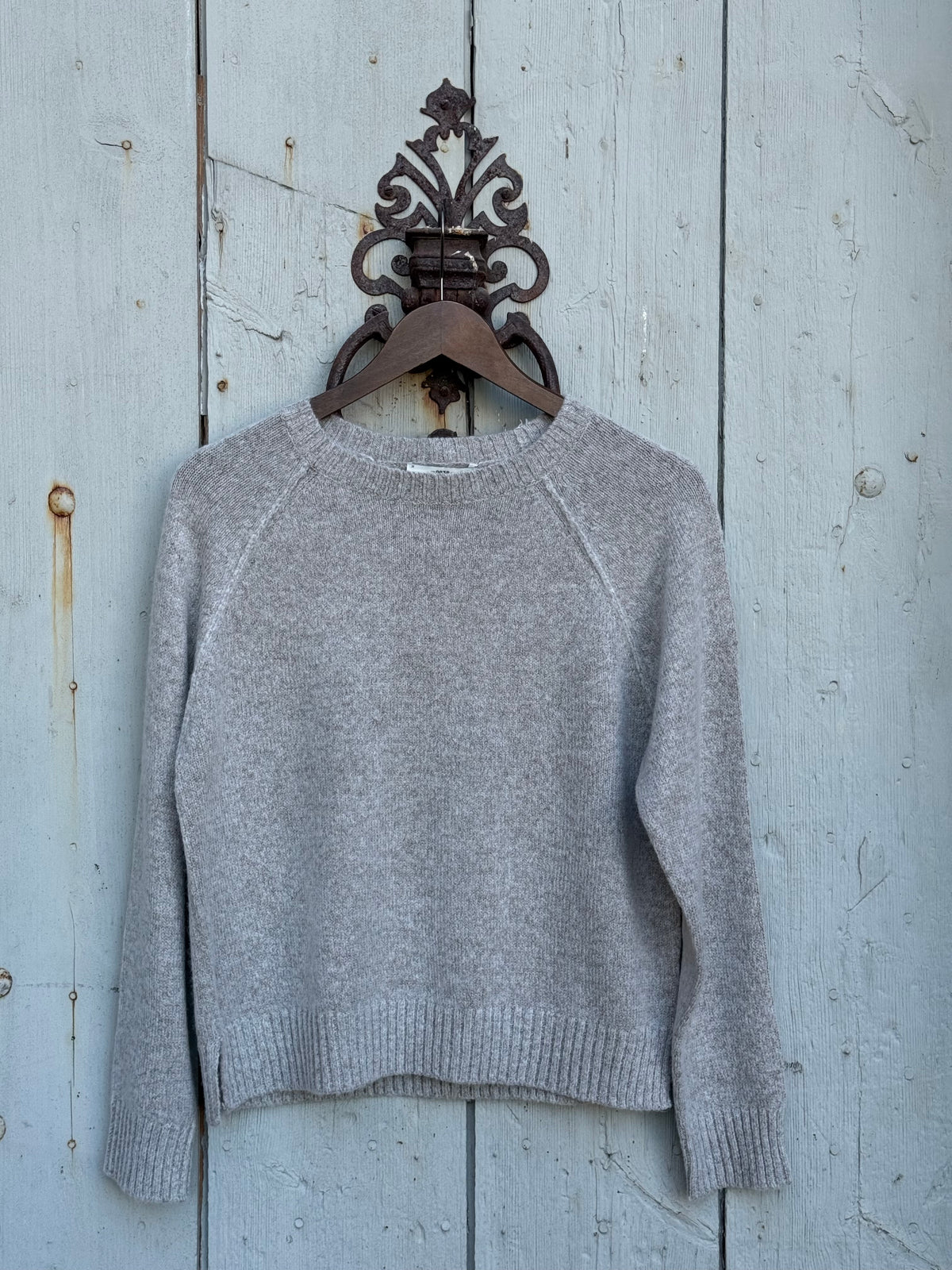 Pull col rond beige
