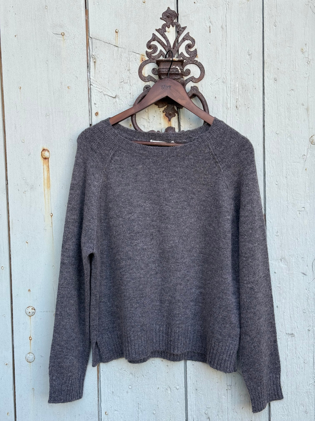 Pull col rond marron
