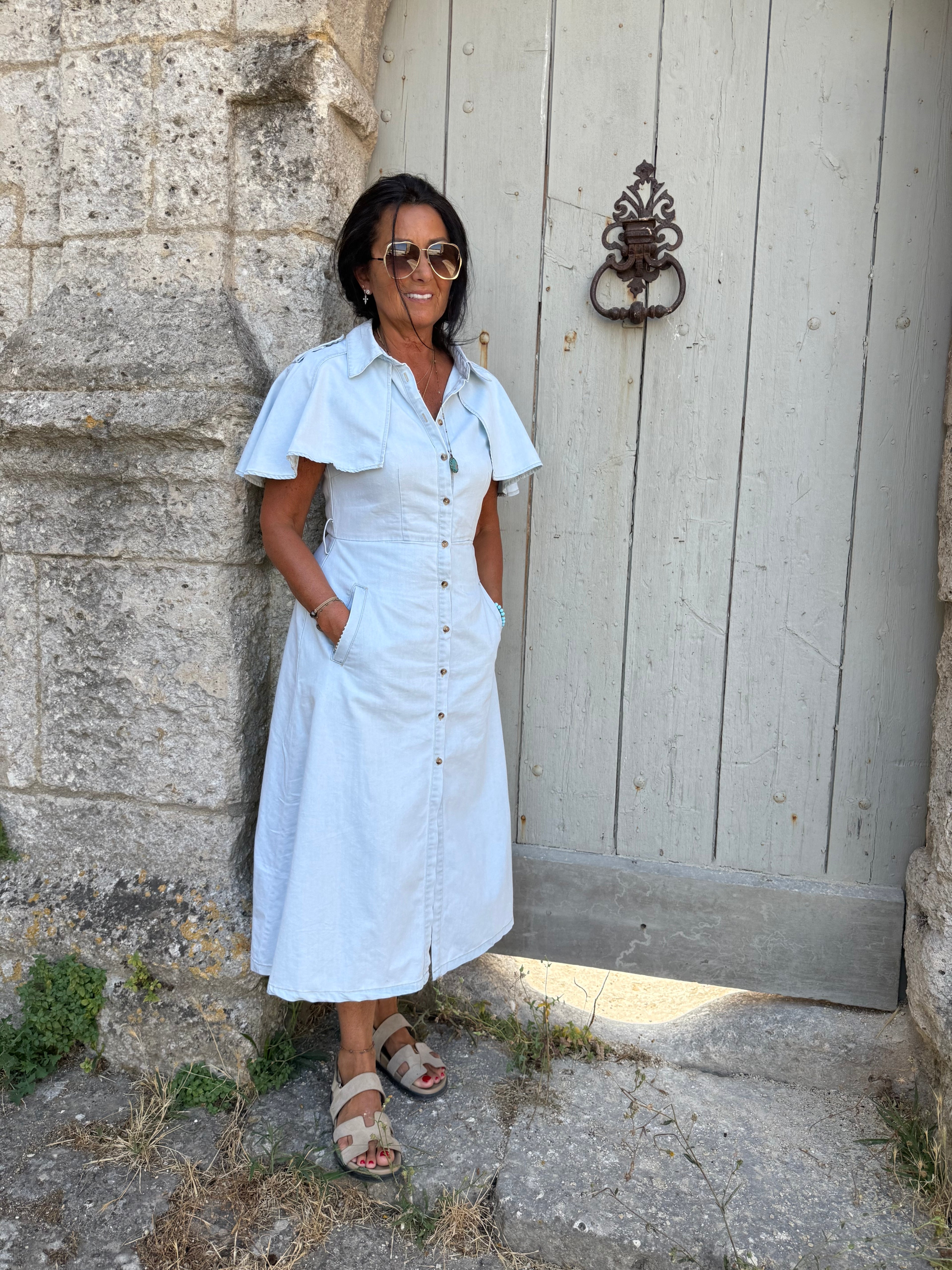 Robe Boutonnée Bleu clair