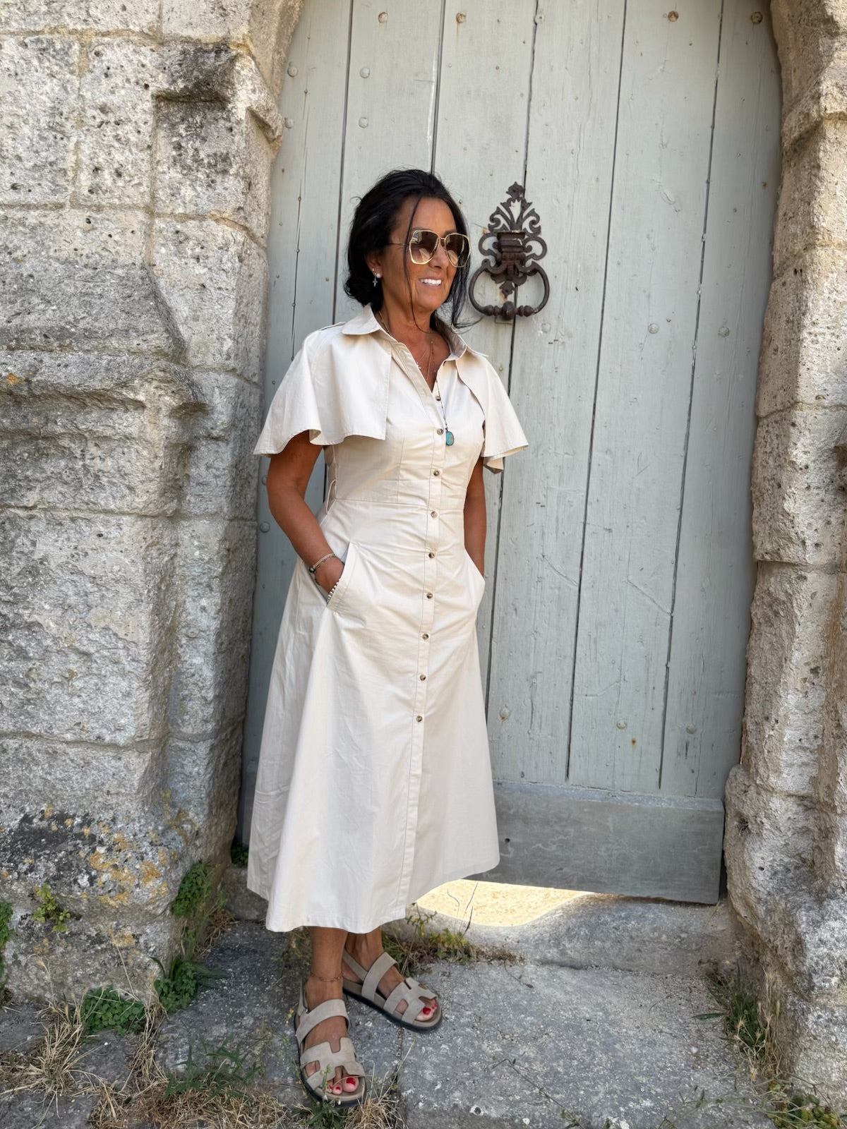 Robe Boutonnée Ecru